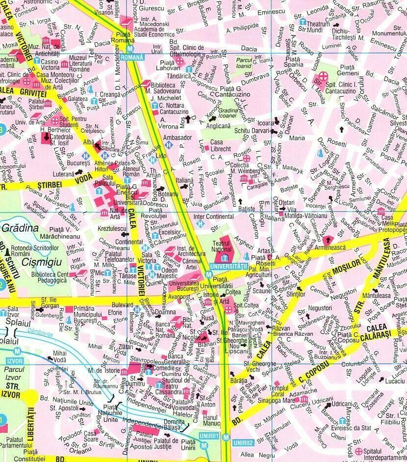 mapa bukurešť centrum města