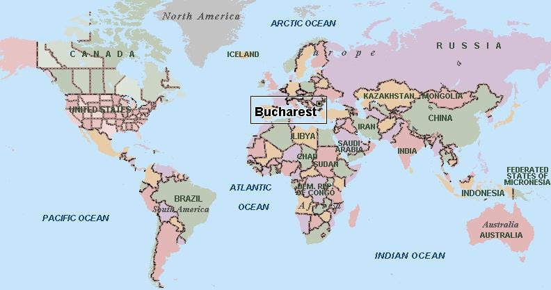 Mapa bukurešti světě 