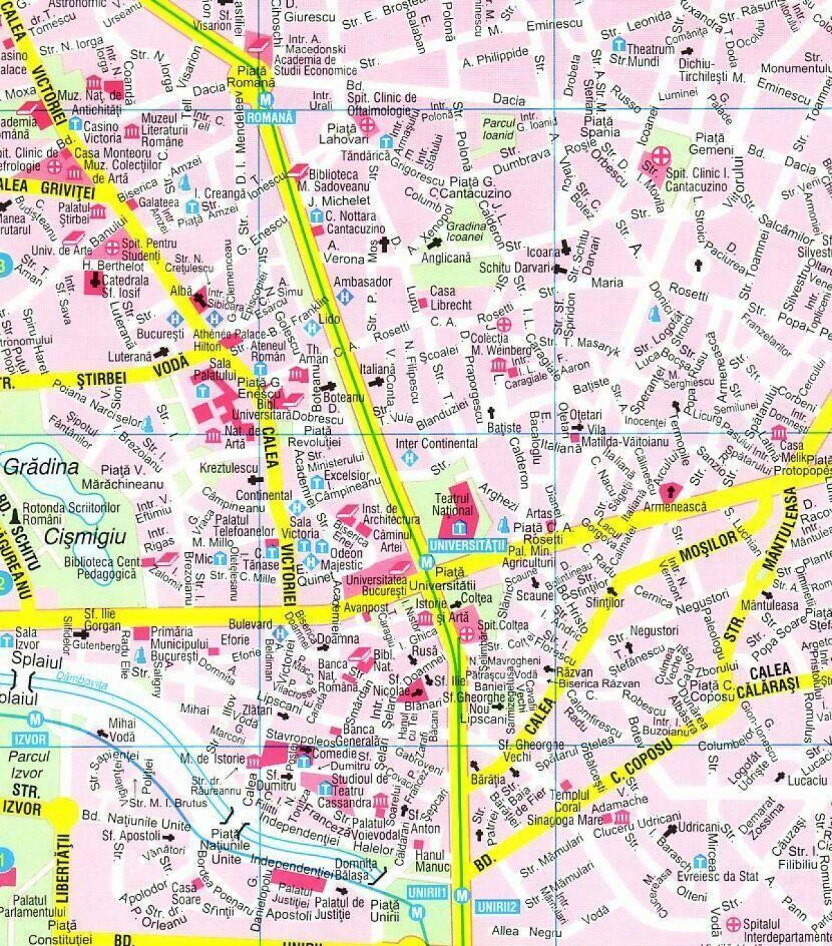 mapa bukurešť centrum města