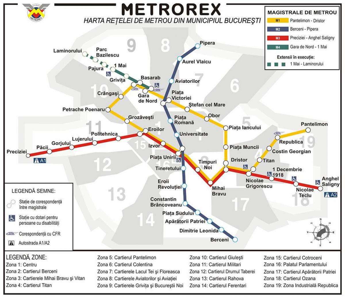 mapa metro bukurešť